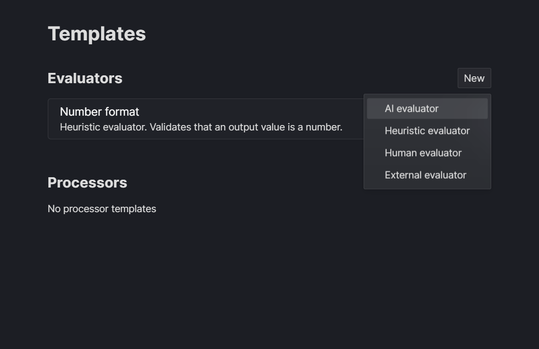 Create evaluator template