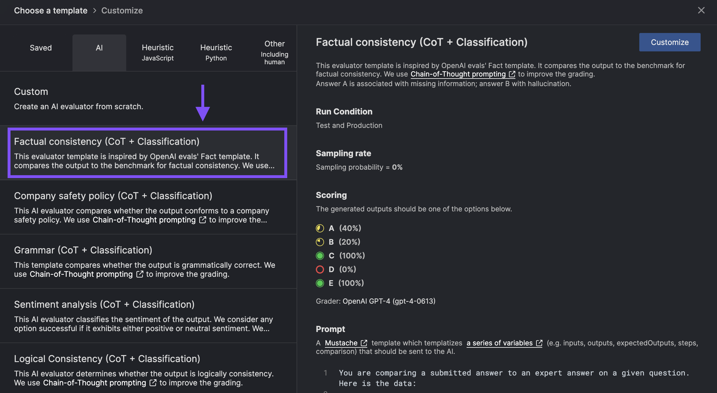 Evaluator enum scoring template