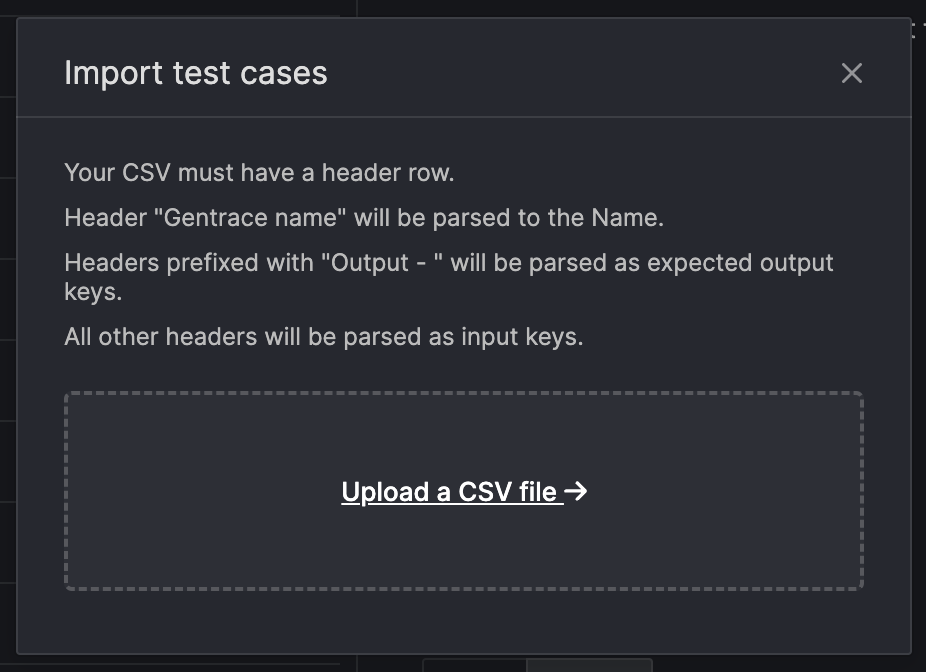 Import CSV modal