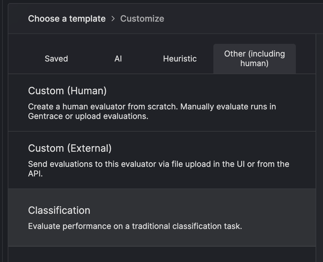 Classification template