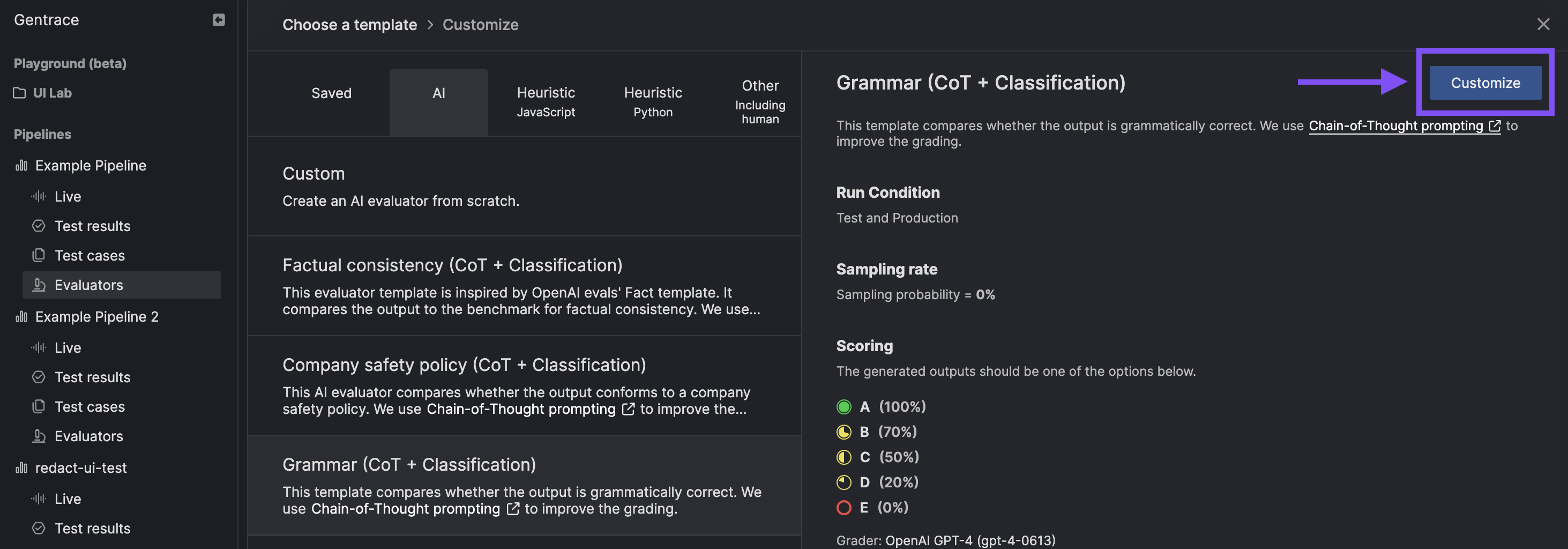 Customizing evaluator
