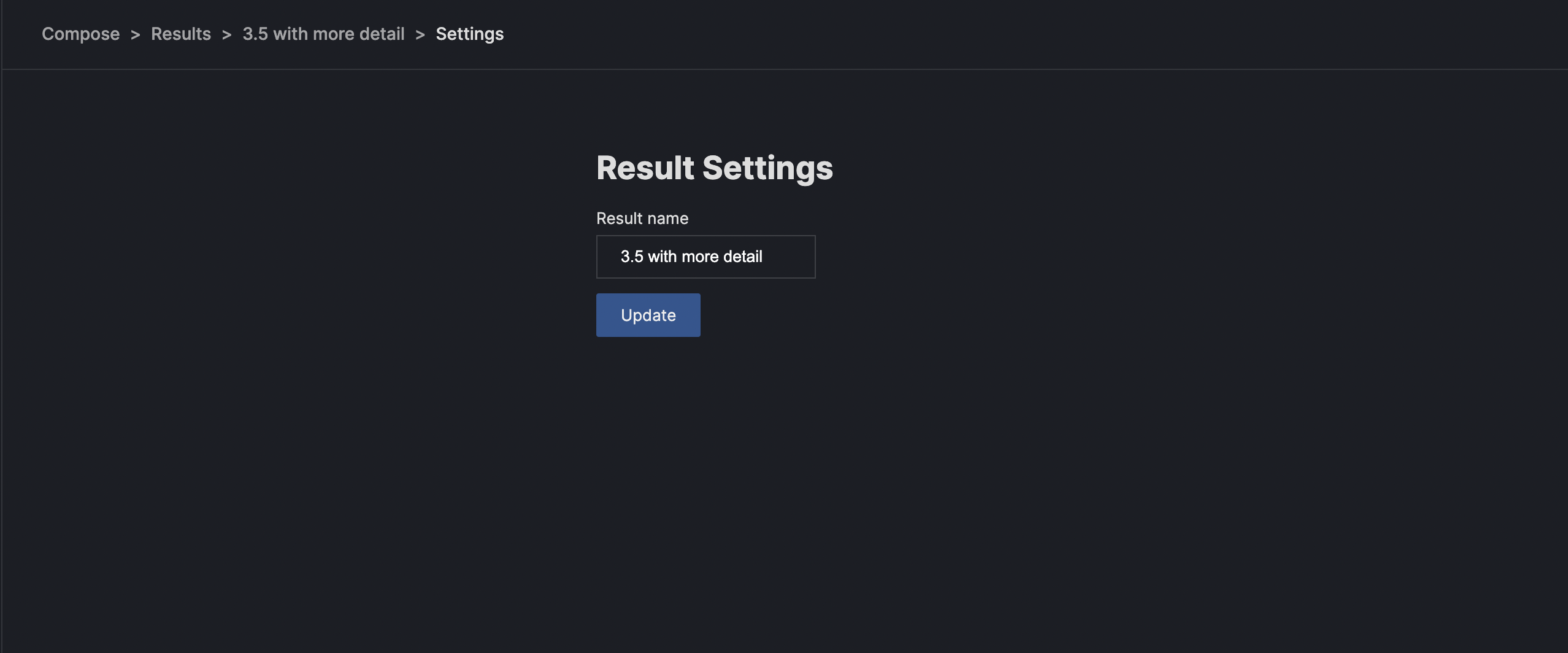 Edit result name input