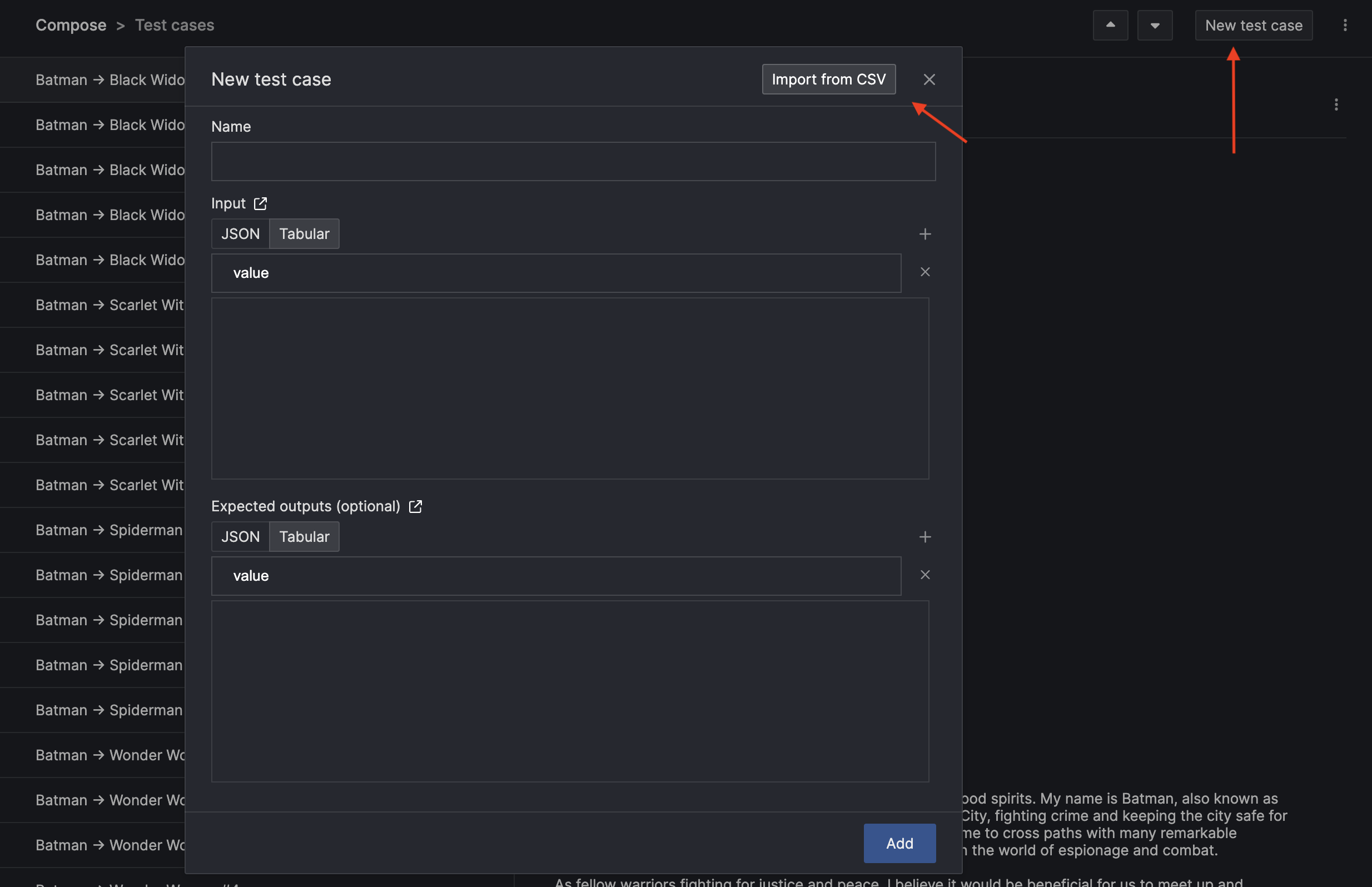 Select import CSV