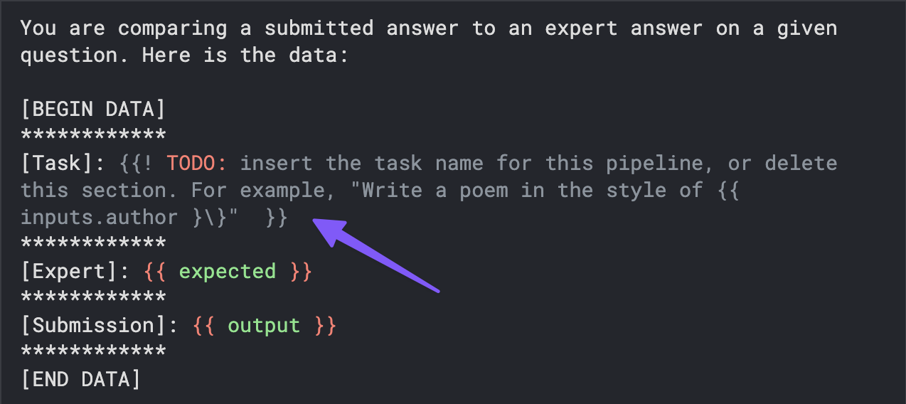Specify AI evaluator task