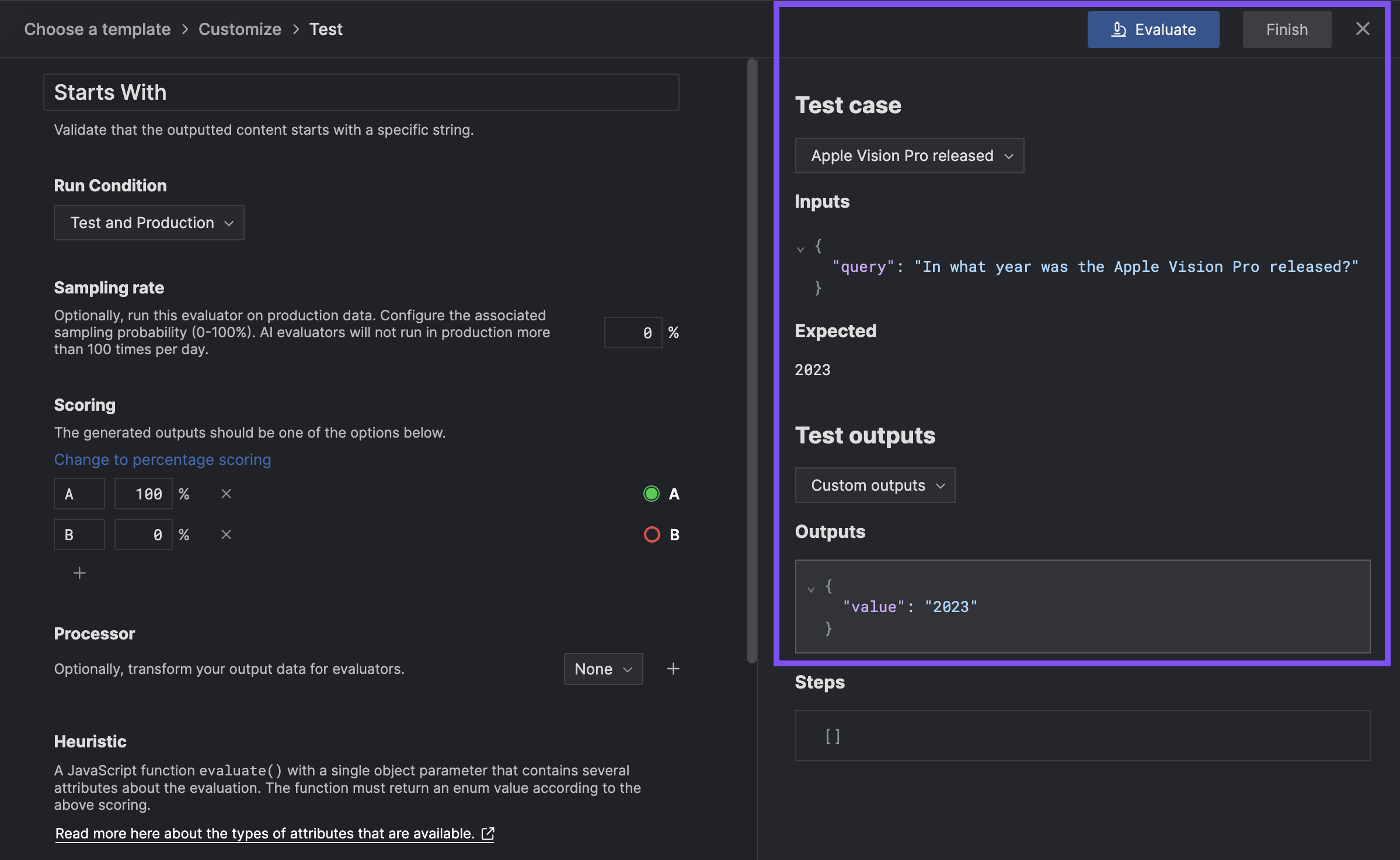 Test heuristic evaluator